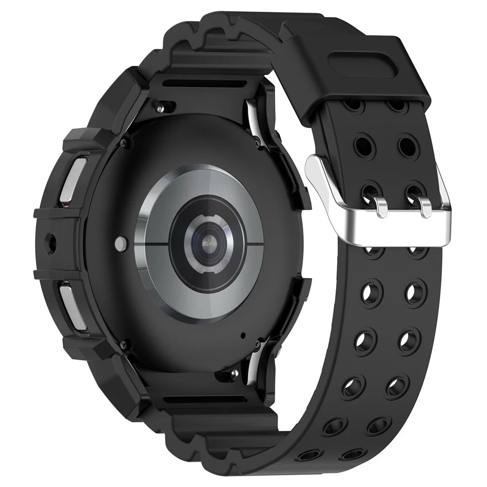 For Samsung Galaxy Watch7 40mm Silicone+TPU Watch Band Wrist Strap with Watch Case - Black - 3