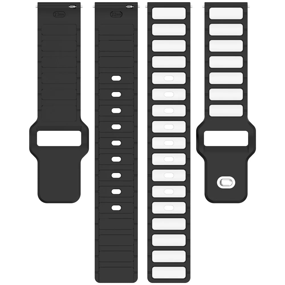 For Samsung Galaxy Watch7  /  FE  /  6  /  5  /  Huawei Watch GT 3  /  2 42mm Silicone Strap Dual Color Wrist Watch Band - Black  /  White - 5