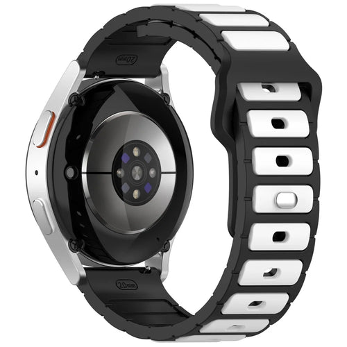 Silicone Strap for Samsung Galaxy Watch7 44mm 40mm  /  Watch6 44mm 40mm  /  Watch6 Classic 47mm 43mm Universal 20mm Dual Color Watch Band - Black+White - 1