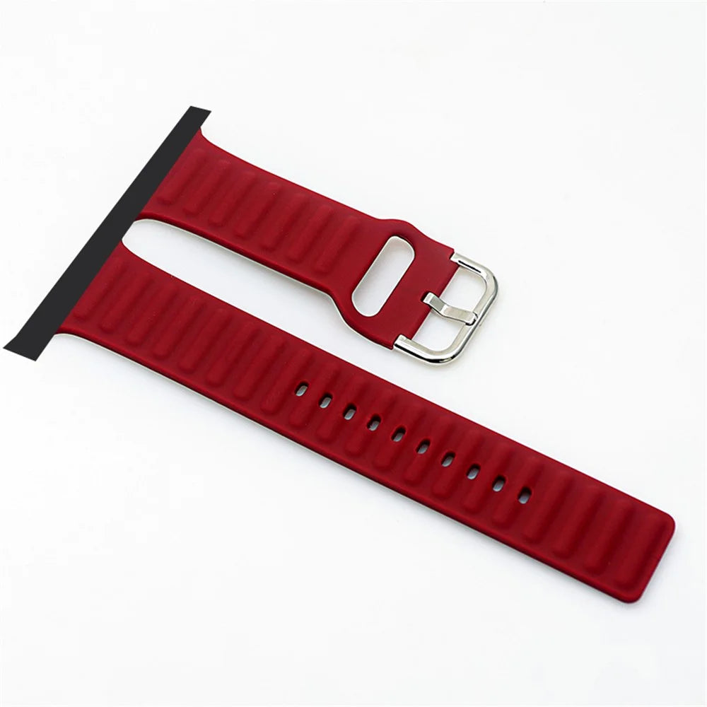 New Style Soft Silicone Watch Strap for Apple Watch Ultra 3 2 1 49mm / Series 11 10 46mm / 9 8 7 45mm / SE3 SE2 SE 6 5 4 44mm / 3 2 1 42mm - Red - 1