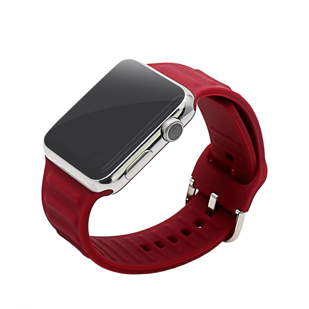 New Style Soft Silicone Watch Strap for Apple Watch Ultra 3 2 1 49mm / Series 11 10 46mm / 9 8 7 45mm / SE3 SE2 SE 6 5 4 44mm / 3 2 1 42mm - Red - 3