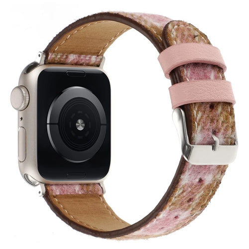 Watchband For Apple Watch Series 11 10 42mm / 9 8 7 41mm / SE3 SE2 SE 6 5 4 40mm / 3 2 1 38mm Wool Fabric Grid Watch Strap - Grid Pink - 1