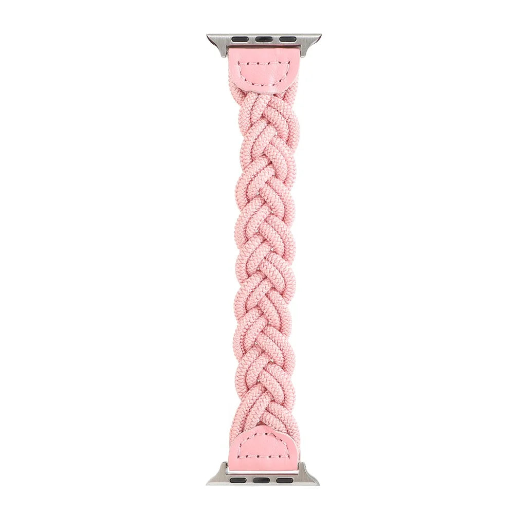 Elastic Woven Design Watch Band Replacement Watch Strap for Apple Watch Ultra 3 2 1 49mm / Series 11 10 46mm / 9 8 7 45mm / SE3 SE2 SE 6 5 4 44mm / 3 2 1 42mm - Pink - 4