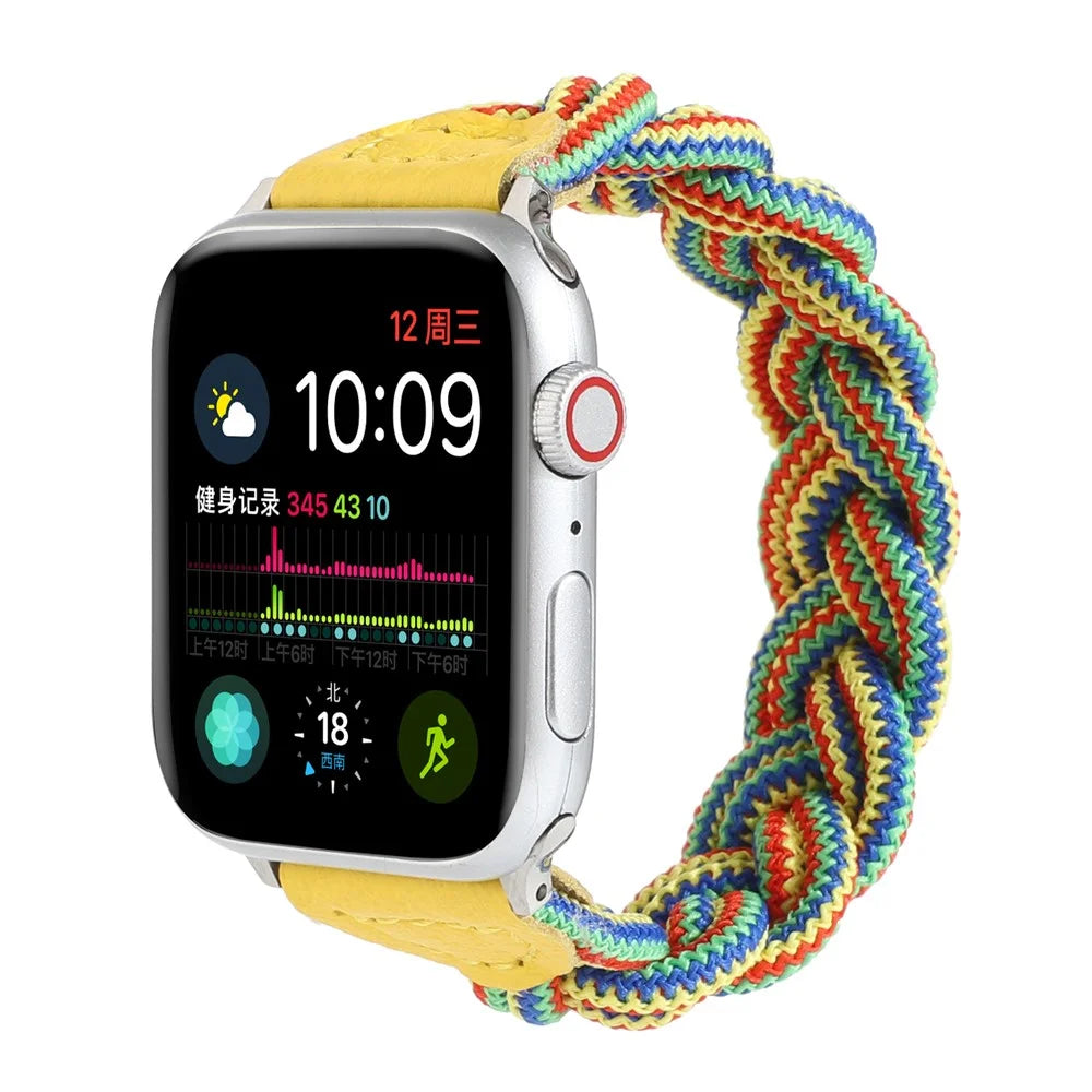 Elastic Woven Watch Band Replacement for Apple Watch Series 11 10 42mm / 9 8 7 41mm / SE3 SE2 SE 6 5 4 40mm / 3 2 1 38mm - Yellow Camouflage - 2