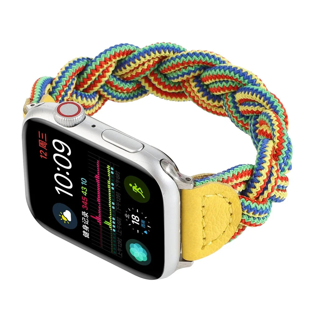 Elastic Woven Watch Band Replacement for Apple Watch Series 11 10 42mm / 9 8 7 41mm / SE3 SE2 SE 6 5 4 40mm / 3 2 1 38mm - Yellow Camouflage - 3