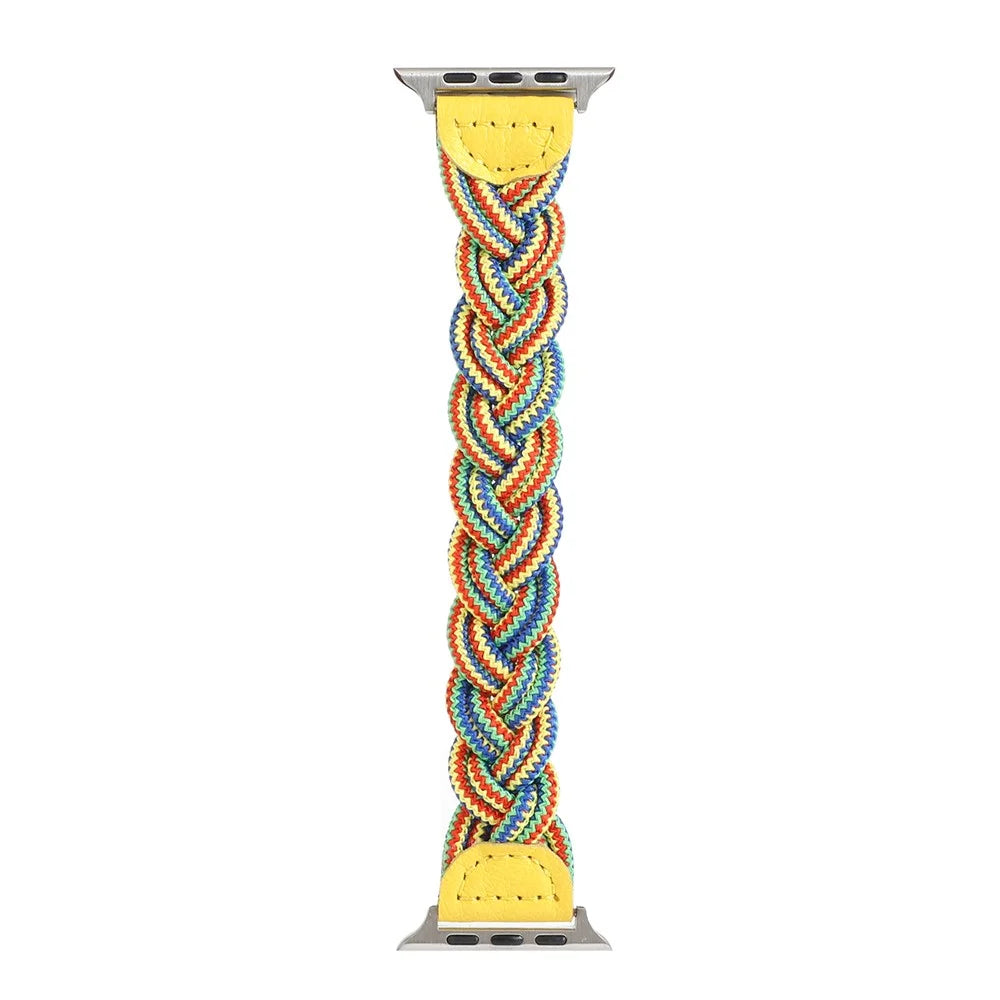 Elastic Woven Watch Band Replacement for Apple Watch Series 11 10 42mm / 9 8 7 41mm / SE3 SE2 SE 6 5 4 40mm / 3 2 1 38mm - Yellow Camouflage - 4