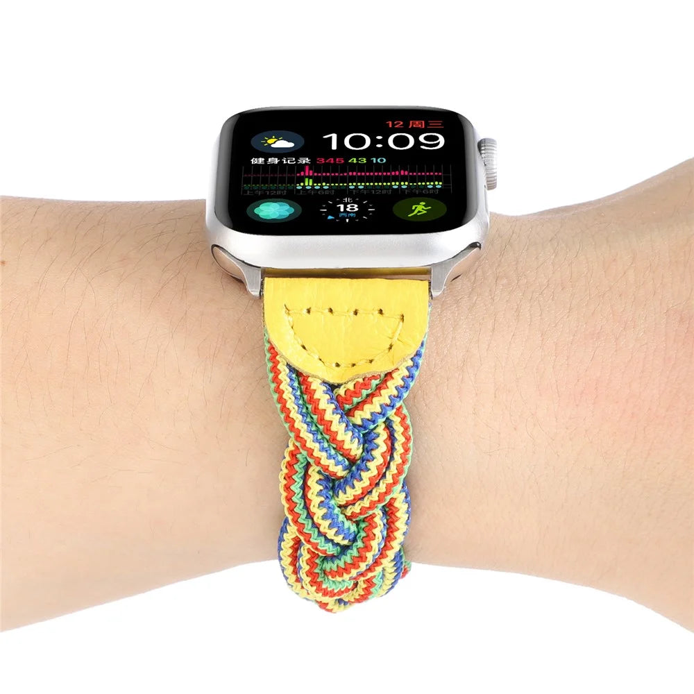 Elastic Woven Watch Band Replacement for Apple Watch Series 11 10 42mm / 9 8 7 41mm / SE3 SE2 SE 6 5 4 40mm / 3 2 1 38mm - Yellow Camouflage - 5