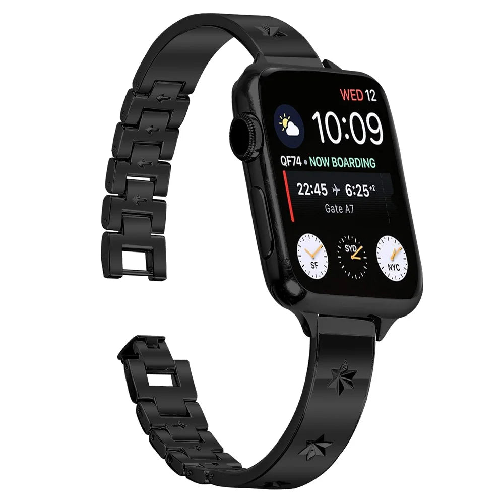 Replacement Strap for Apple Watch Ultra 3 2 1 49mm / Series 11 10 46mm / 9 8 7 45mm / SE3 SE2 SE 6 5 4 44mm / 3 2 1 42mm Metal Watch Band - Black - 2