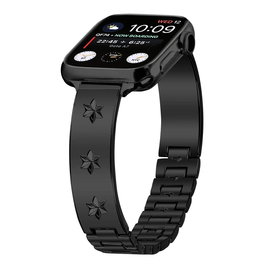 Replacement Strap for Apple Watch Ultra 3 2 1 49mm / Series 11 10 46mm / 9 8 7 45mm / SE3 SE2 SE 6 5 4 44mm / 3 2 1 42mm Metal Watch Band - Black - 3