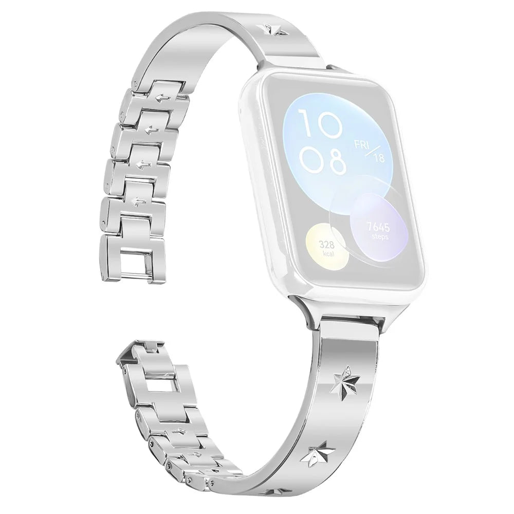 For Xiaomi Smart Band 10 Pro / 9 Pro / 8 Pro / Redmi Watch 6 / 5 / 4 Replacement Strap Metal Watch Band Snowflake Pattern, Silver - 1