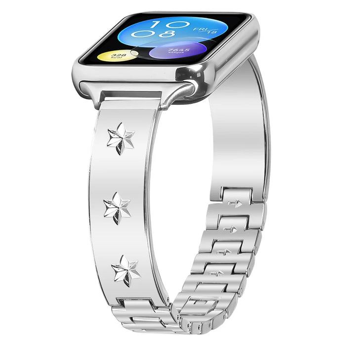 For Xiaomi Smart Band 10 Pro / 9 Pro / 8 Pro / Redmi Watch 6 / 5 / 4 Replacement Strap Metal Watch Band Snowflake Pattern, Silver - 3