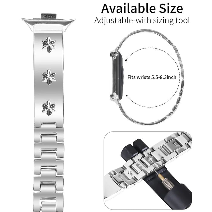 For Xiaomi Smart Band 10 Pro / 9 Pro / 8 Pro / Redmi Watch 6 / 5 / 4 Replacement Strap Metal Watch Band Snowflake Pattern, Silver - 7