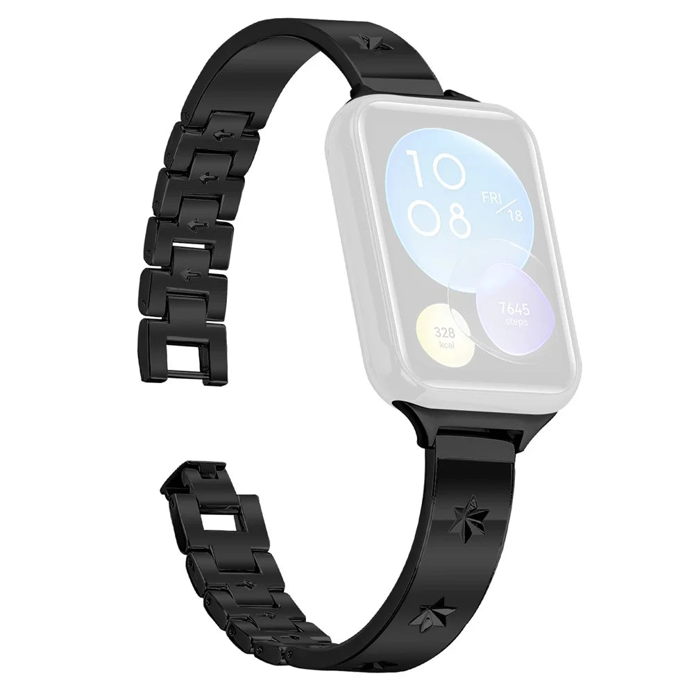 Replacement Strap for Xiaomi Smart Band 10 Pro / 9 Pro / 8 Pro / Redmi Watch 6 / 5 / 4 Metal Watch Band Snowflake Pattern - Black - 1