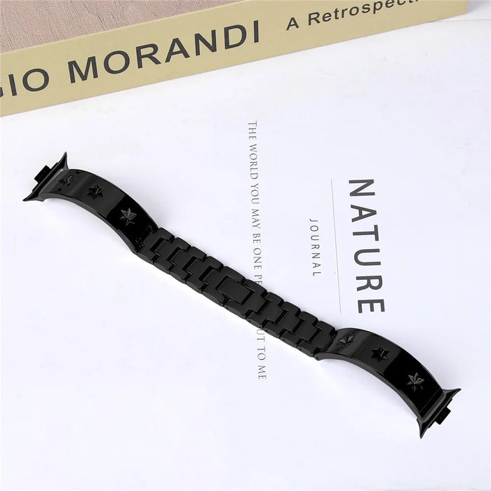 Replacement Strap for Xiaomi Smart Band 10 Pro / 9 Pro / 8 Pro / Redmi Watch 6 / 5 / 4 Metal Watch Band Snowflake Pattern - Black - 6