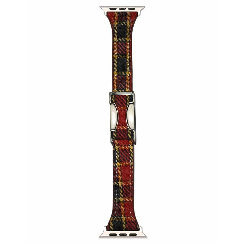 Wool Strap for Apple Watch Series 11 10 42mm / 9 8 7 41mm / SE3 SE2 SE 6 5 4 40mm / 3 2 1 38mm Magnetic Buckle Plaid Texture - Red - 1