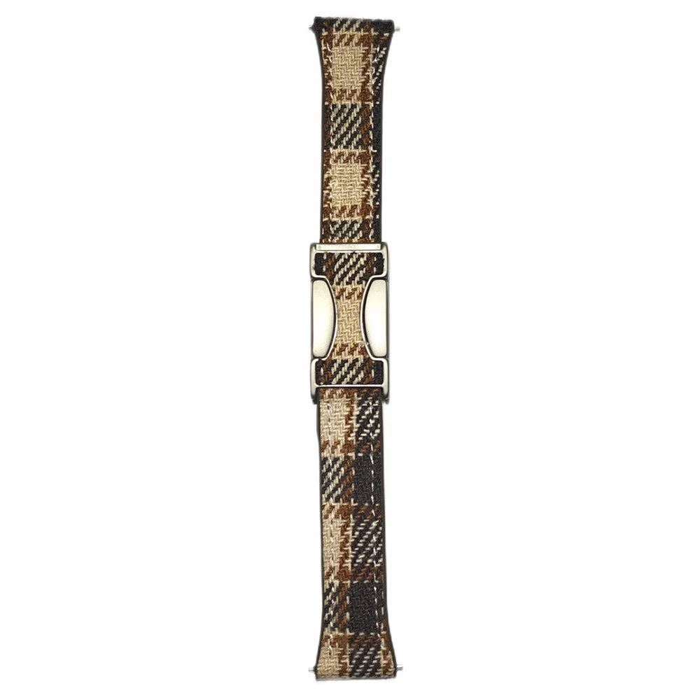 22mm Strap for Huawei Watch GT 5 46mm / Watch 4 Pro / Watch 4 Magnetic Buckle Plaid Texture Wool Band - Khaki - 1