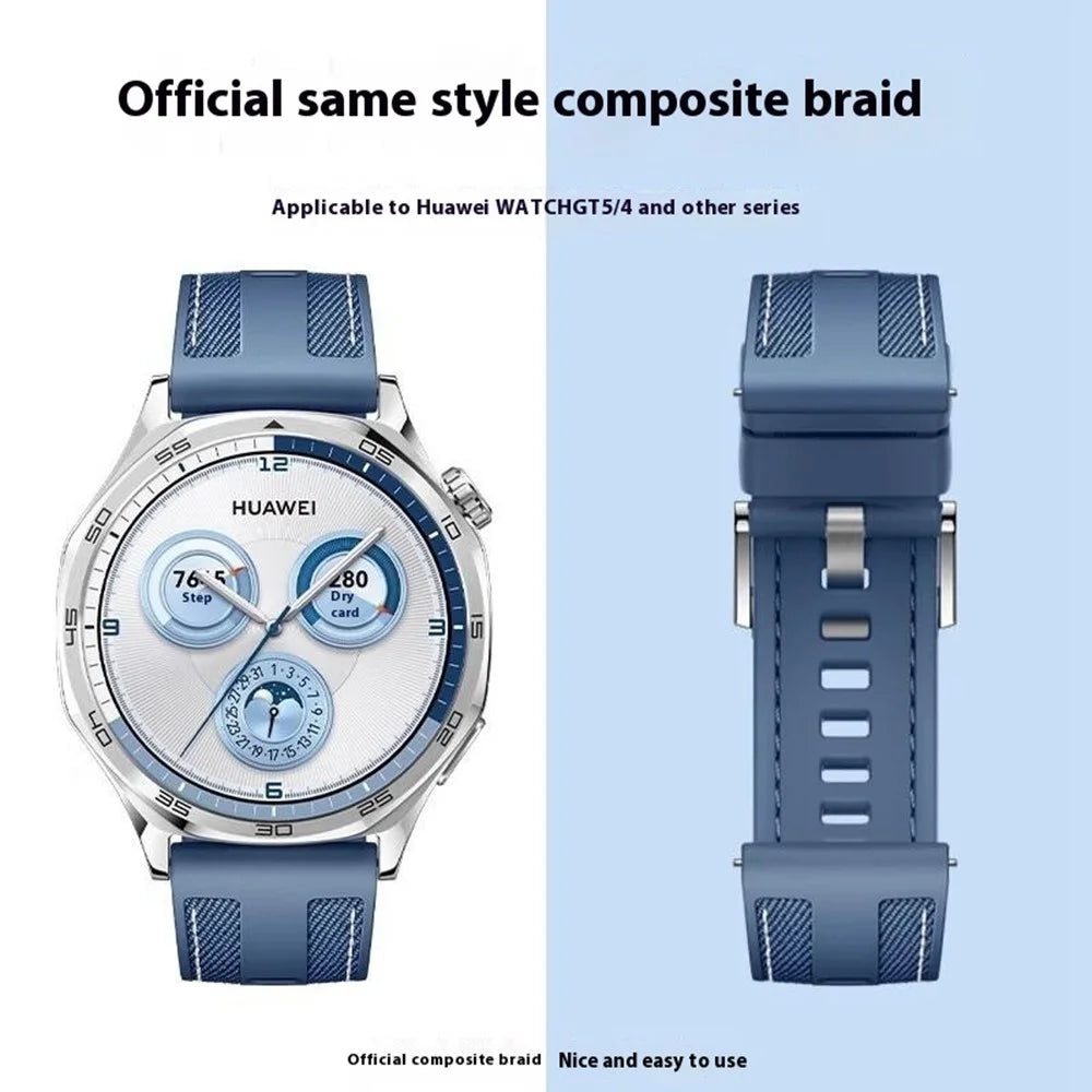 20mm Nylon Silicone Watch Band For Huawei Watch GT 3 Pro 43mm  /  GT 3 42mm  /  GT 2 42mm  /  Watch 2 Replacement Strap - Grey Blue - 5