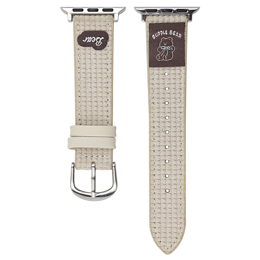 Waffle Texture Nylon Watch Band for Apple Watch Ultra 3 2 1 49mm / Series 11 10 46mm / 9 8 7 45mm / SE3 SE2 SE 6 5 4 44mm / 3 2 1 42mm - Beige - 1