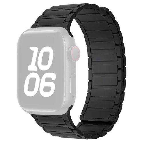 Magnetic Silicone Watch Band For Apple Watch Series 11 10 42mm / 9 8 7 41mm / SE3 SE2 SE 6 5 4 40mm / 3 2 1 38mm Three-Bead Design - Black - 1