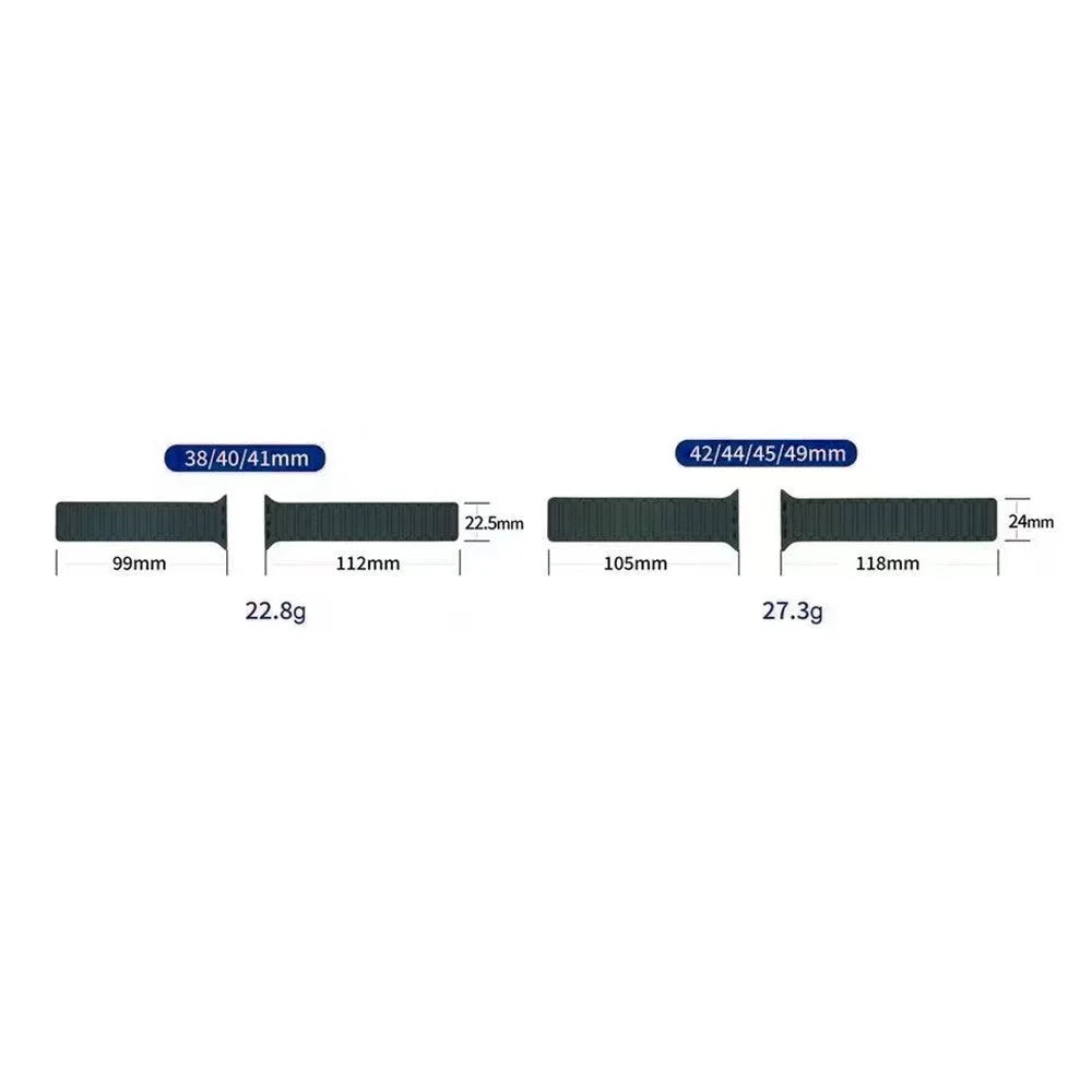 Magnetic Silicone Watch Band For Apple Watch Series 11 10 42mm / 9 8 7 41mm / SE3 SE2 SE 6 5 4 40mm / 3 2 1 38mm Three-Bead Design - Black - 5