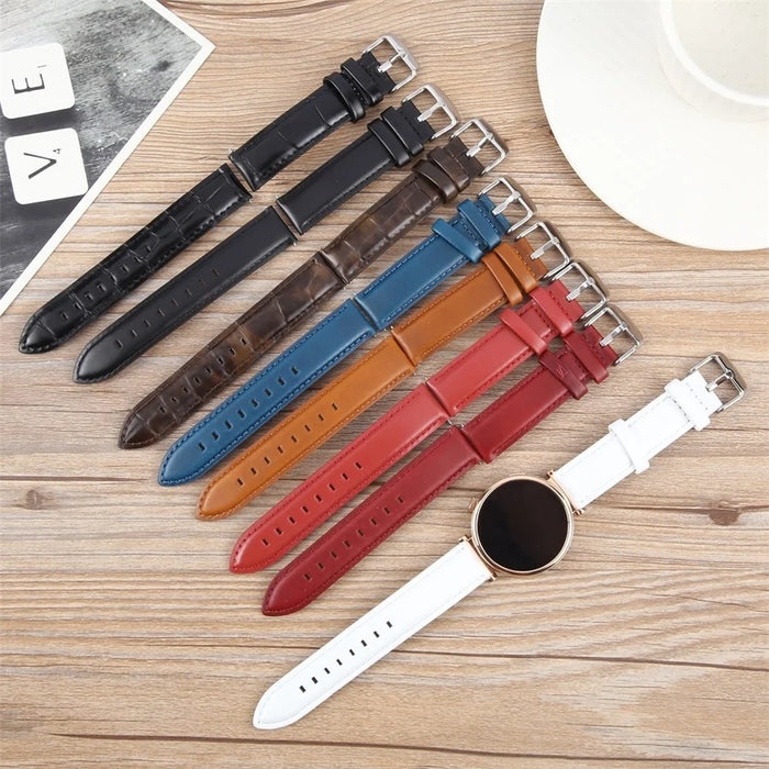 22mm Strap for Garmin Venu 3 / Forerunner 265 / Forerunner 265 Music Top Layer Cowhide Leather Watch Band - White - 6