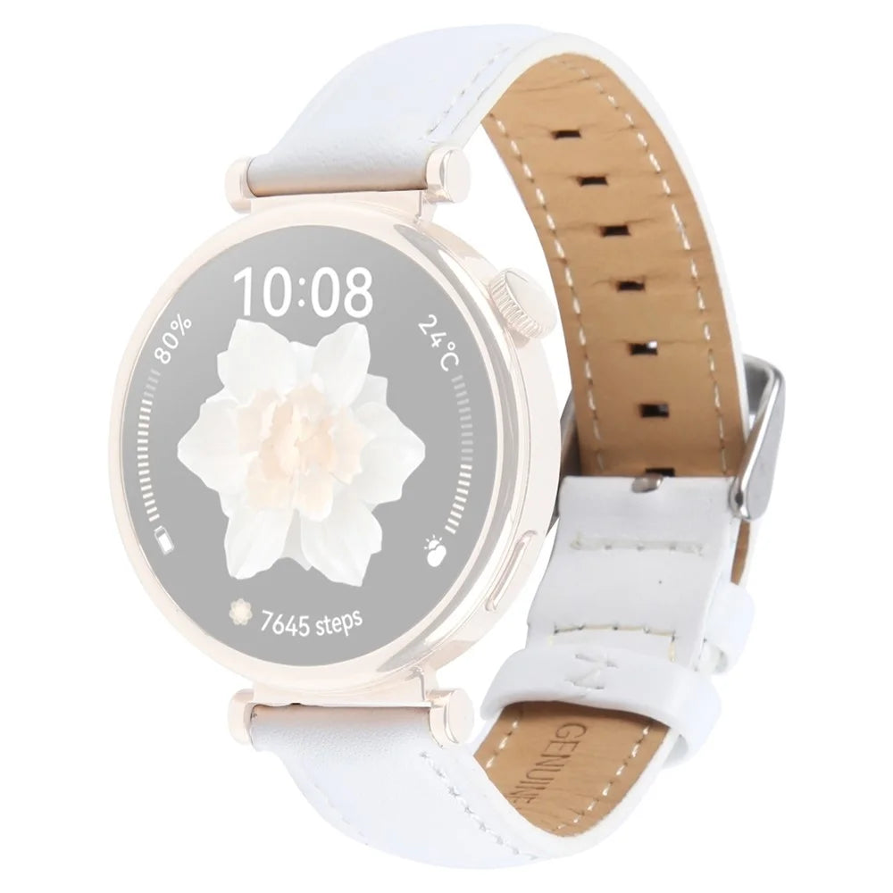 For Garmin Lily 2 Active / Lily 2 Wrist Strap 14mm Top Layer Cowhide Leather Watch Band - White - 1