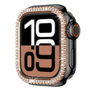 Watch Case for Apple Watch SE3 / SE2 / SE1 /  6 / 5 / 4 44mm Rhinestone Decor Hollow PC Frame Cover - Black+Rose Gold Dial - 2