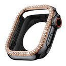 Watch Case for Apple Watch SE3 / SE2 / SE1 /  6 / 5 / 4 44mm Rhinestone Decor Hollow PC Frame Cover - Black+Rose Gold Dial - 4