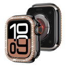 Watch Case for Apple Watch SE3 / SE2 / SE1 /  6 / 5 / 4 44mm Rhinestone Decor Hollow PC Frame Cover - Black+Rose Gold Dial - 5