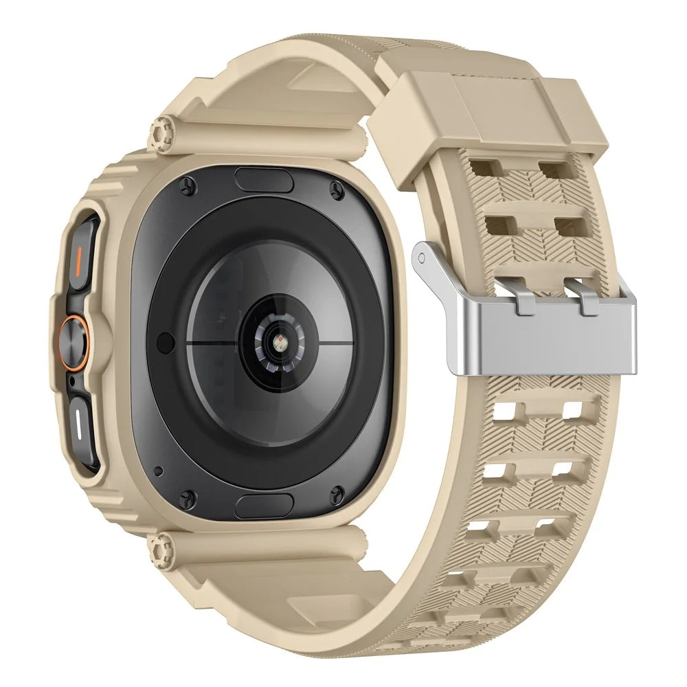 For Samsung Galaxy Watch Ultra 47mm Watch Strap TPU Band with PC Watch Case - Gold - 1