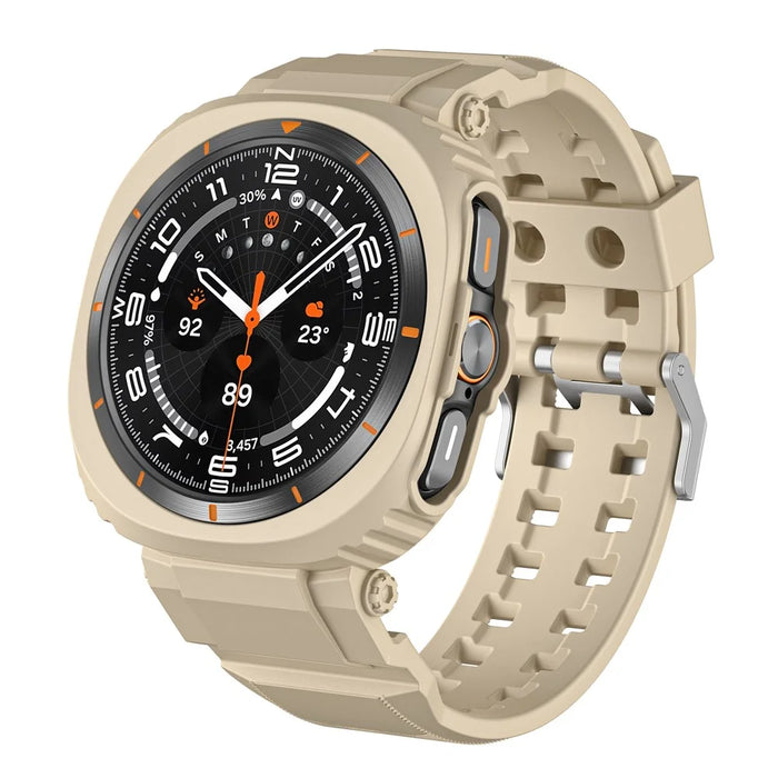 For Samsung Galaxy Watch Ultra 47mm Watch Strap TPU Band with PC Watch Case - Gold - 2