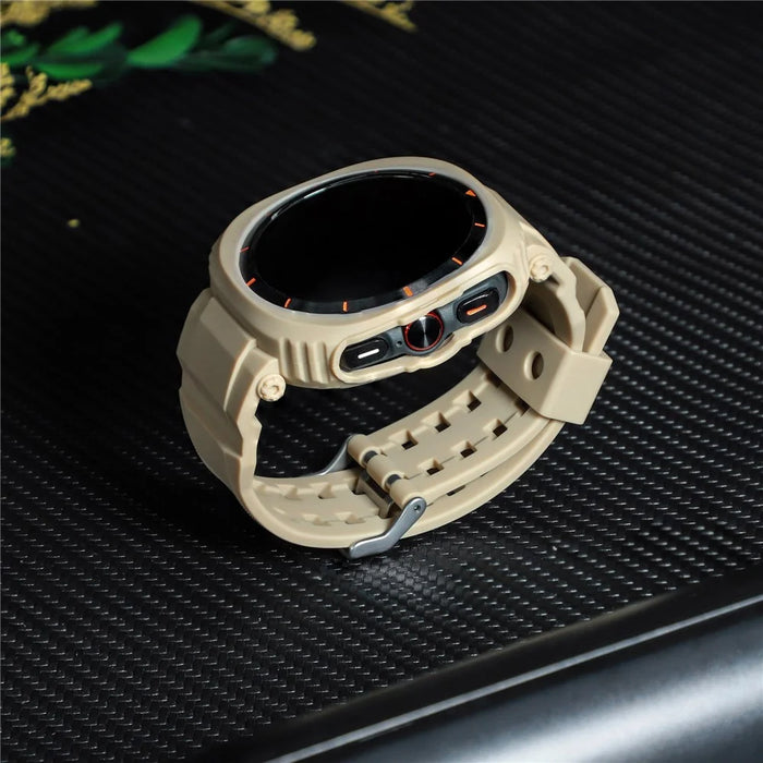 For Samsung Galaxy Watch Ultra 47mm Watch Strap TPU Band with PC Watch Case - Gold - 5