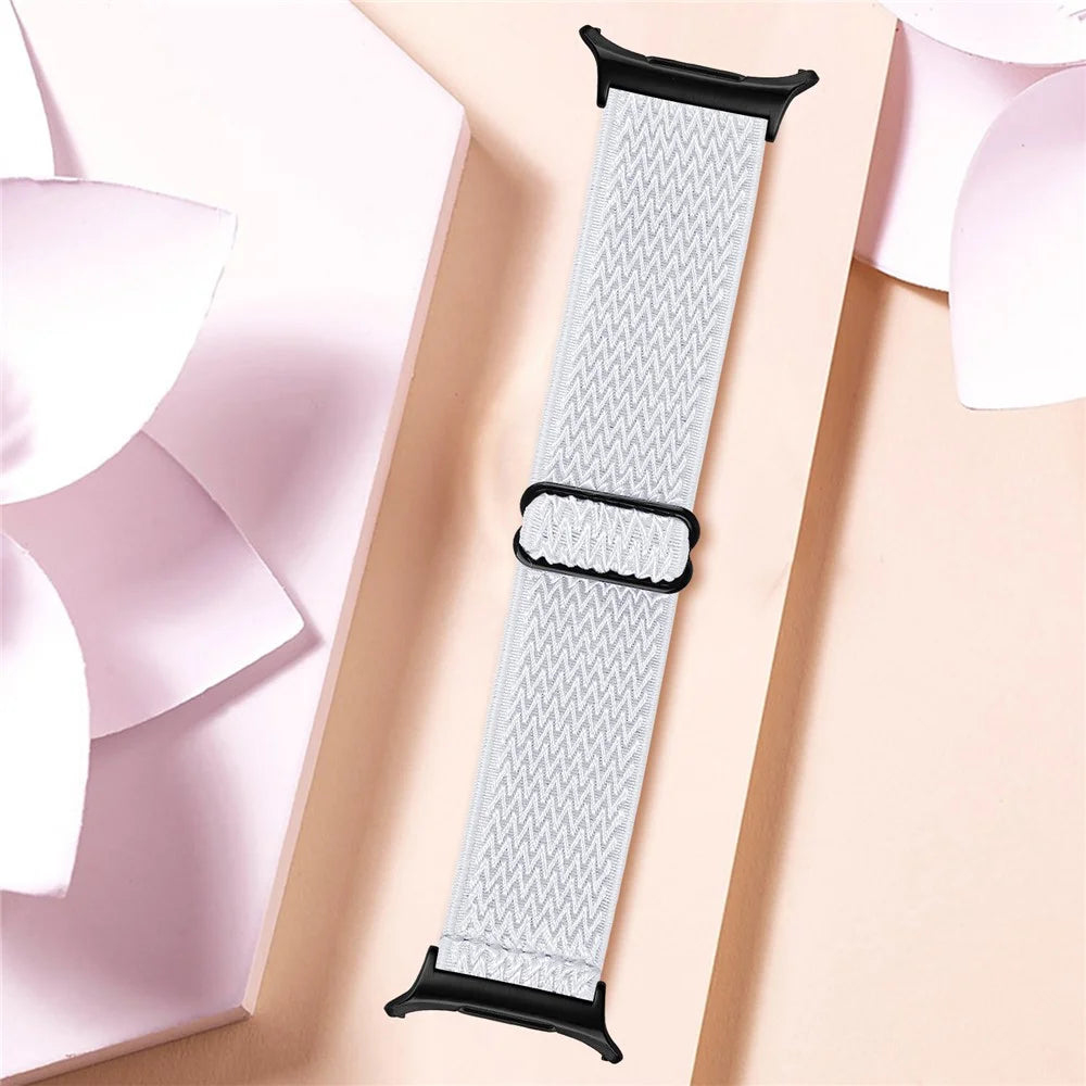 For Samsung Galaxy Watch Ultra2 47mm / Watch Ultra (2025) 47mm / Watch Ultra 47mm Watch Band with Black Connector Adjustable Elastic Wrist Strap - White - 3