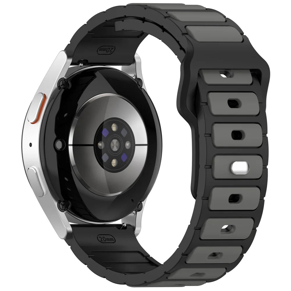 For Huawei Watch GT 5 / GT 4 46mm / Samsung Gear S3 Classic / S3 Frontier Silicone Strap Dual Color Watch Band - Black / Grey - 1