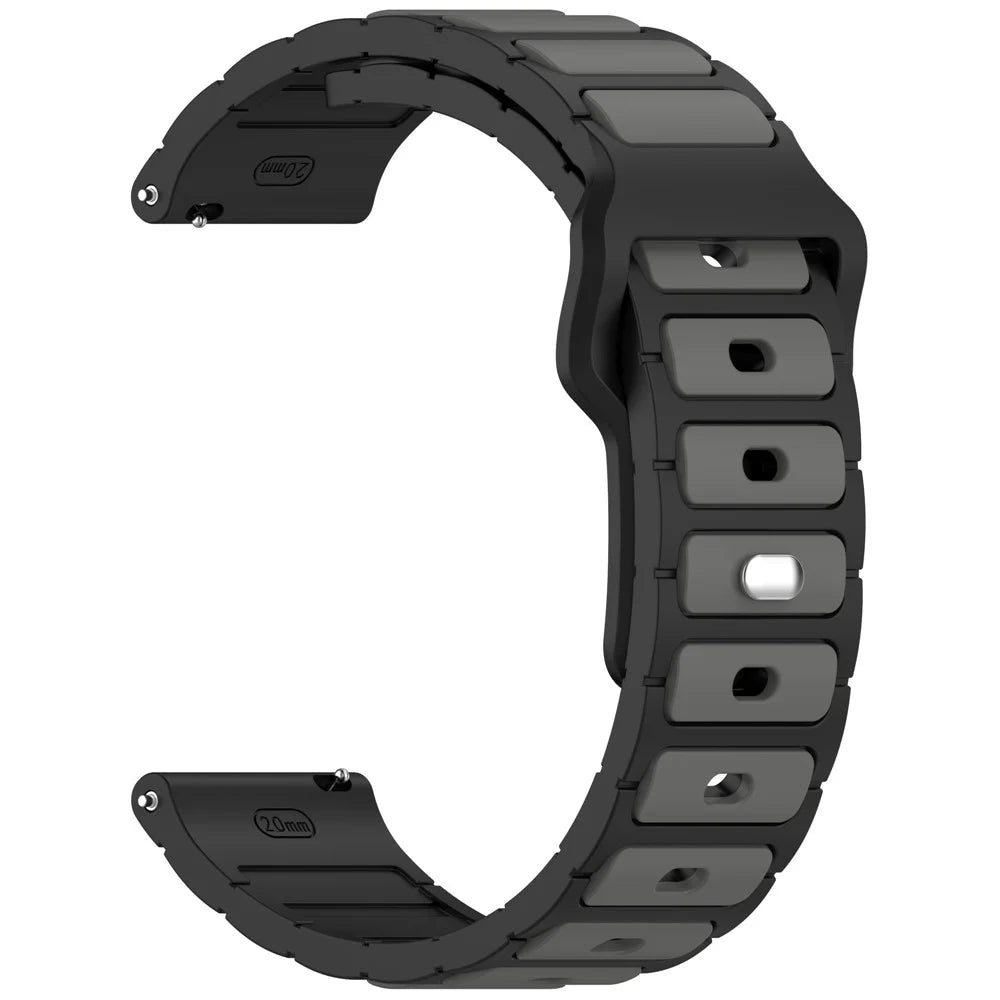 For Huawei Watch GT 5 / GT 4 46mm / Samsung Gear S3 Classic / S3 Frontier Silicone Strap Dual Color Watch Band - Black / Grey - 3