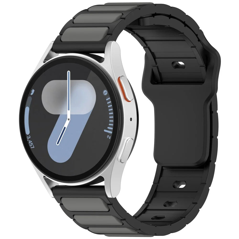 For Huawei Watch GT 5 / GT 4 46mm / Samsung Gear S3 Classic / S3 Frontier Silicone Strap Dual Color Watch Band - Black / Grey - 4