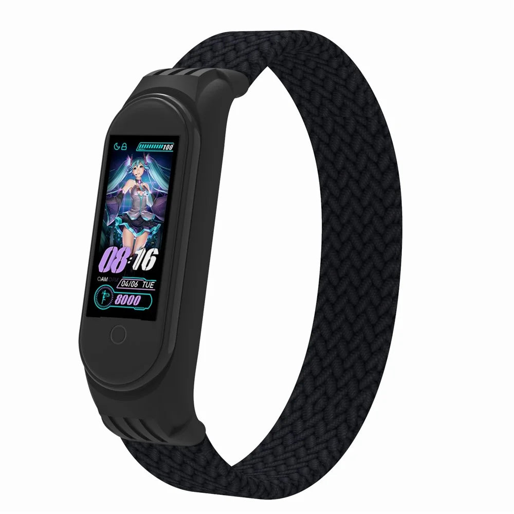 Elastic Nylon Wristband Watch Strap [Size: S] for Xiaomi Mi Band 5 / 4 / 3 - Black - 3