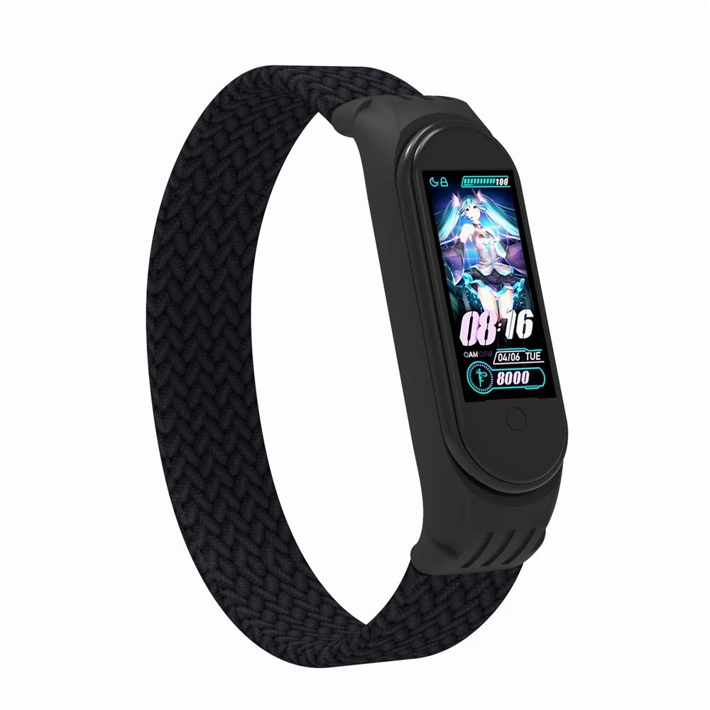 Elastic Nylon Wristband Watch Strap [Size: S] for Xiaomi Mi Band 5 / 4 / 3 - Black - 4
