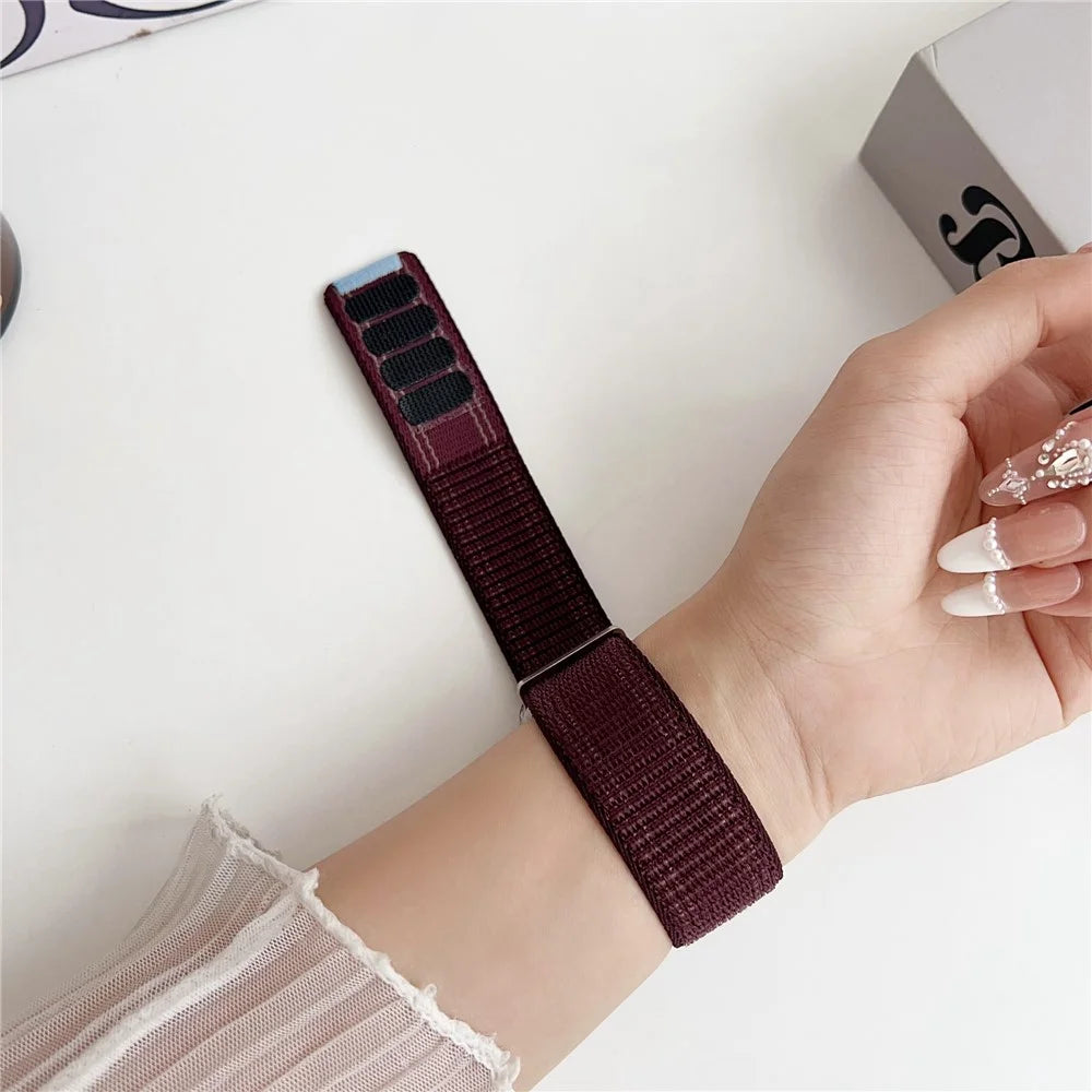 Nylon Strap for Apple Watch Series 11 10 42mm / 9 8 7 41mm / SE3 SE2 SE 6 5 4 40mm / 3 2 1 38mm Wave Texture Watch Band - Wine Red - 2