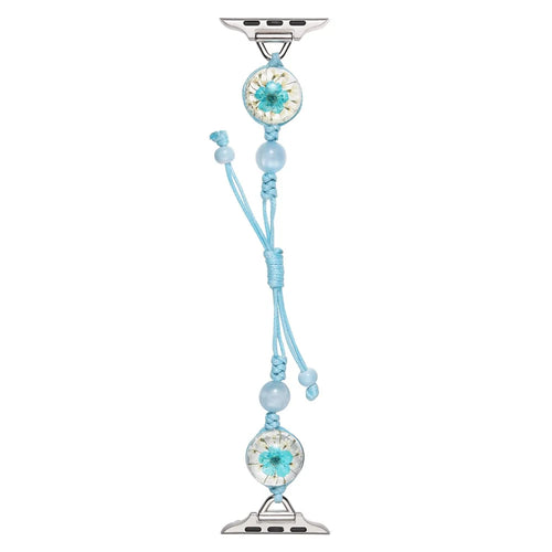 Watch Strap for Apple Watch Series 11 10 42mm / 9 8 7 41mm / SE3 SE2 SE 6 5 4 40mm / 3 2 1 38mm Crystal Flower Sliding Nylon Band - Blue - 1