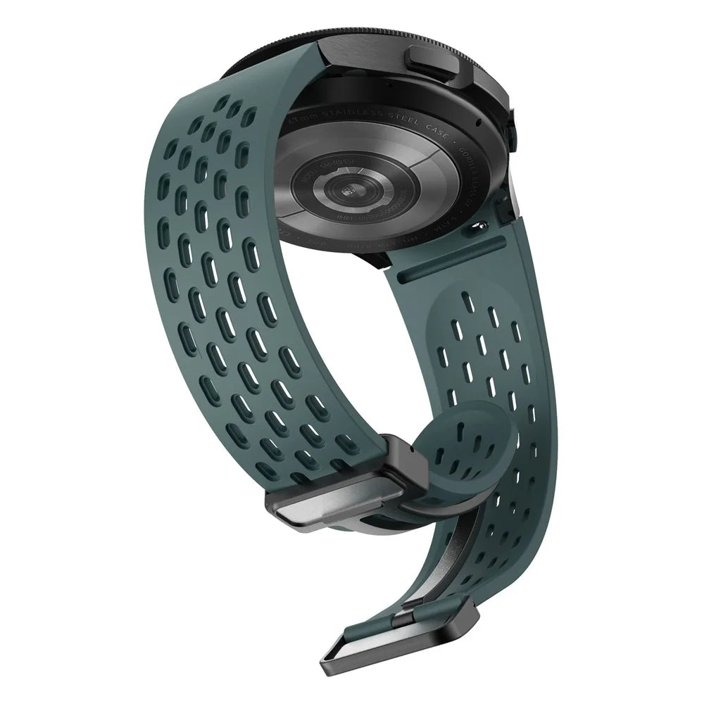 Silicone Strap for Samsung Galaxy Watch7 / Watch6 / Watch 5 44mm 40mm Wrist Strap with Black Magnetic Buckle - Midnight Green - 3