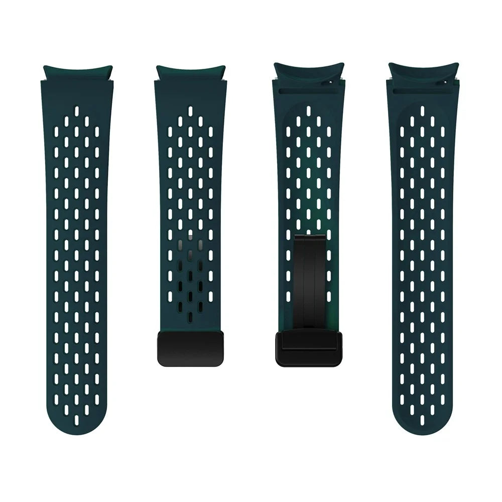 Silicone Strap for Samsung Galaxy Watch7 / Watch6 / Watch 5 44mm 40mm Wrist Strap with Black Magnetic Buckle - Midnight Green - 5