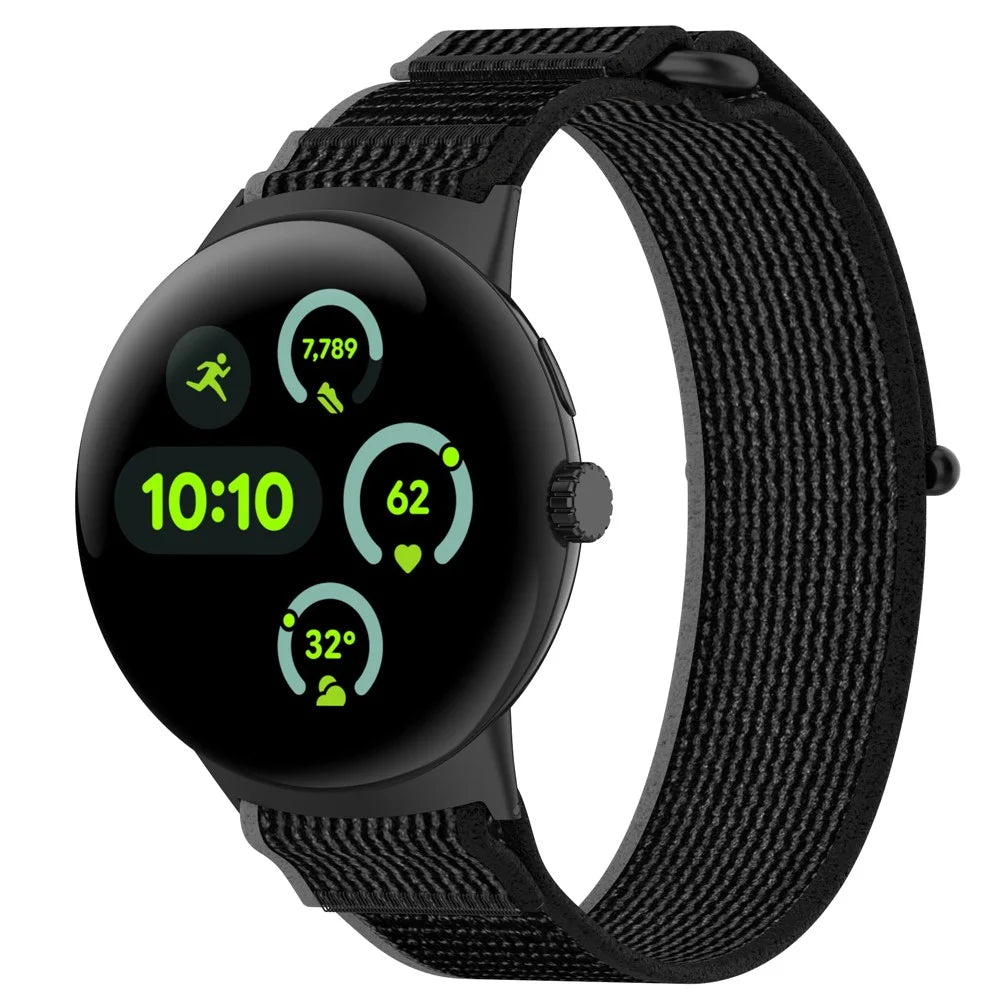 Watch Band for Google Pixel Watch 4 41mm / Watch 3 41mm / Watch 2 / Watch Adjustable Nylon Loop Strap - Black+Grey - 3