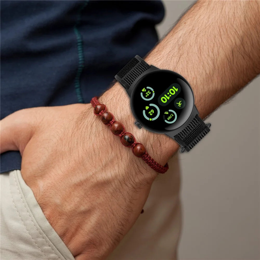 Watch Band for Google Pixel Watch 4 41mm / Watch 3 41mm / Watch 2 / Watch Adjustable Nylon Loop Strap - Black+Grey - 5