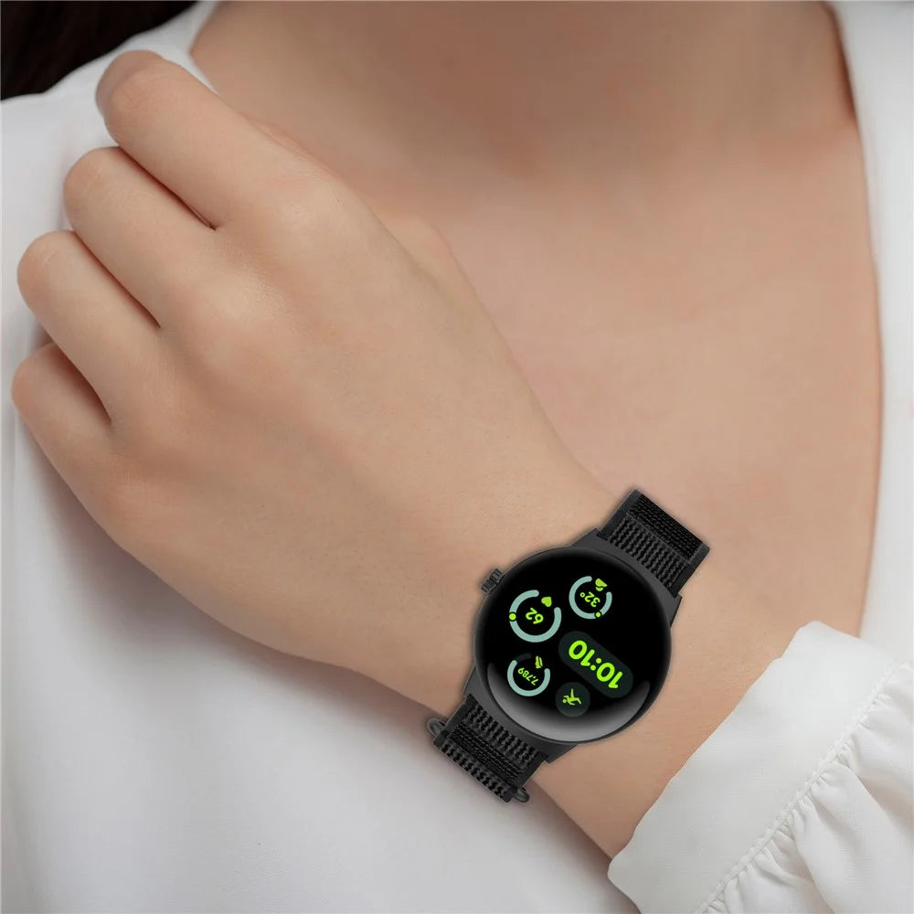 Watch Band for Google Pixel Watch 4 41mm / Watch 3 41mm / Watch 2 / Watch Adjustable Nylon Loop Strap - Black+Grey - 6
