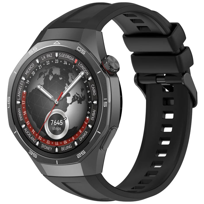 For Huawei Watch GT 5 Pro 46mm Silicone Strap Adjustable Length Replacement Band - Black - 4