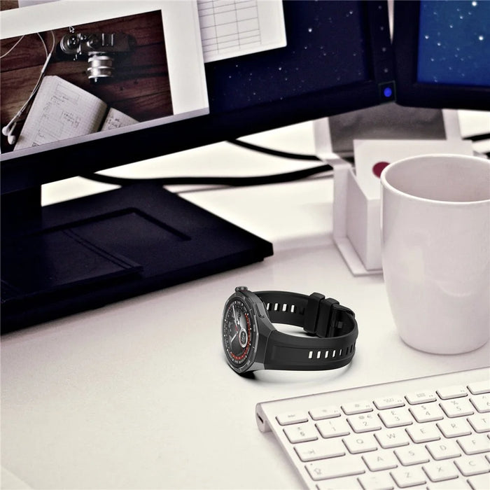 For Huawei Watch GT 5 Pro 46mm Silicone Strap Adjustable Length Replacement Band - Black - 7