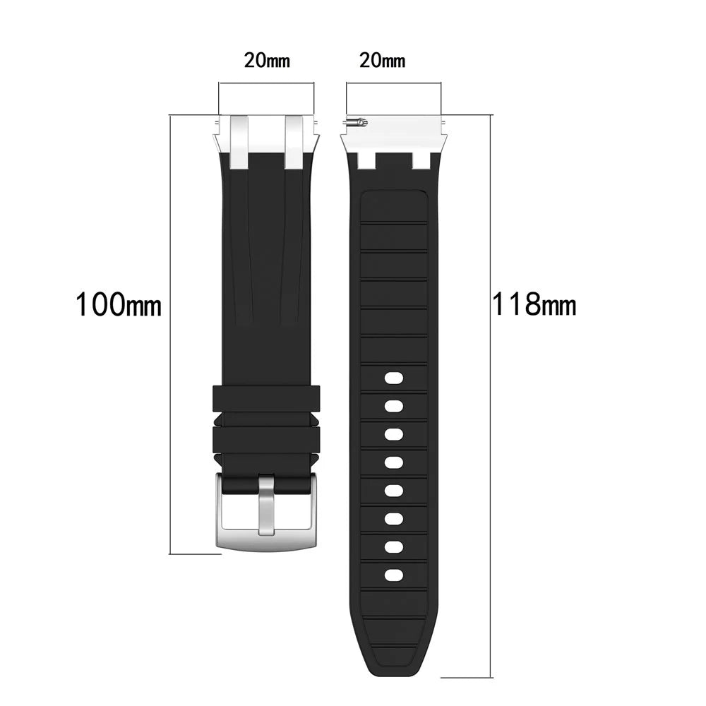 For Samsung Galaxy Watch4 40mm / 44mm / Huawei Watch GT 3 Pro 43mm Watch Band 20mm Royal Oak Style Silicone Strap Gold Metal Buckle - Black - 5