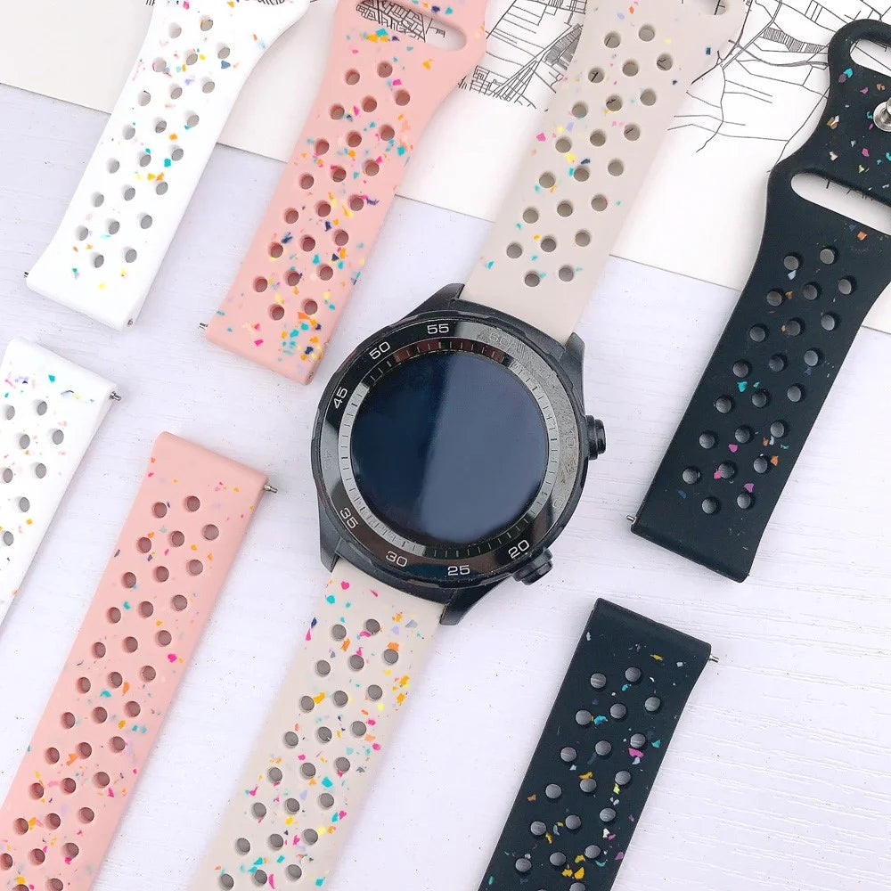 For Samsung Galaxy Watch / Huawei Watch / Garmin / Amazfit 20mm Replacement Band Silicone Butterfly Clasp Strap Butterfly Clasp Design - White - 6