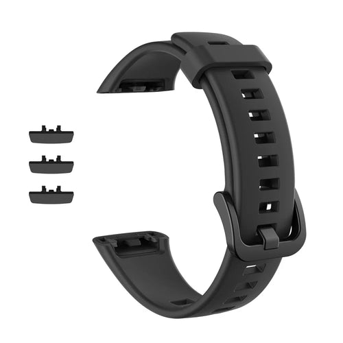 Solid Color Soft Silicone Watch Strap for Honor Band 6 - Black - 1